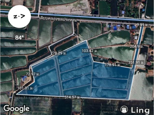 ขายที่ดิน 55ไร่ ติดถนน ติดคลอง
