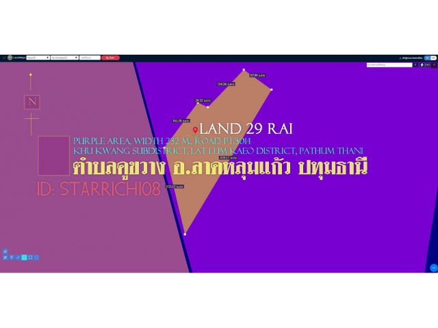 ขายที่ดิน29ไร่ พื้นที่สีม่วง หน้ากว้าง 232ม. ถนน ปท.3014 ตำบลคูขวาง อำเภอลาดหลุมแก้ว ปทุมธานี 0948216456