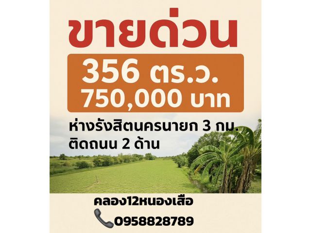 พร้อมโอน ด่วนมาใหม่ 356 ตร.ว. 750,000