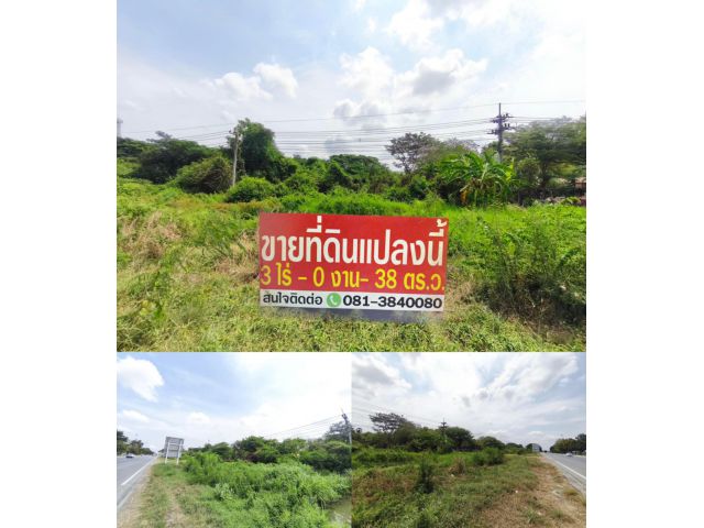 ขายที่ดิน 3 ไร่ 0 งาน 38 ตรว.ติดถนนสายเอเซีย ต.หลักฟ้า อ.ไชโย ฝั่งขาเข้ากทม.ช่วงกม.62 ฝั่งตรงข้ามกับปั้มน้ำมัน PT