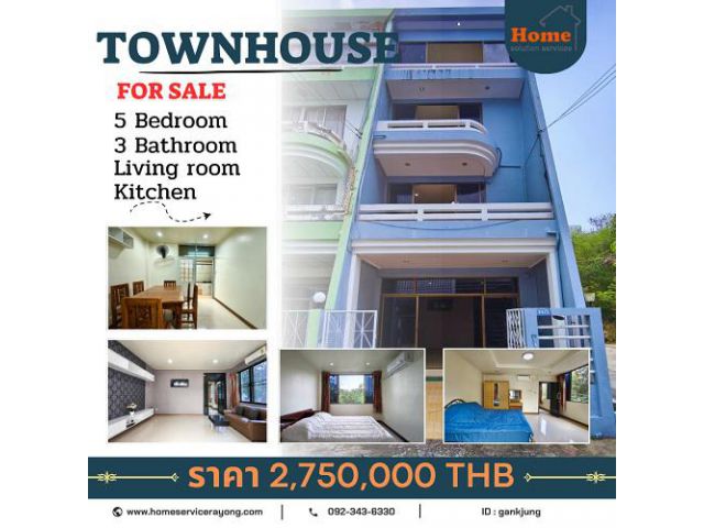 5 BEDROOM - BEACH TOWNHOUSE ON MAE RAMPHUENG BEACH! PRICE - 2,750,000 THB - ONLY 100 METERS FROM THE BEACH.