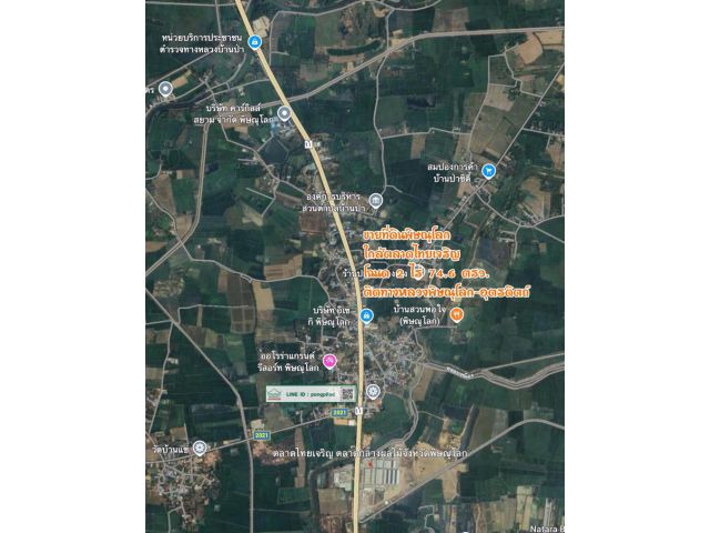 ขายที่ดินพิษณุโลก ติดทางหลวงพิษณุโลก-อุตรดิตถ์ 2 ไร่ 74.6 ตรว. ไร่ 2.5 ล้าน