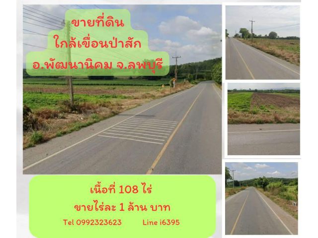 ขายที่ดินใกล้เขื่อนป่าสัก 108 ไร่ ขายไร่ละ1ล้าน