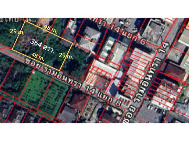 ขายที่ดินเปล่า 364 ตรว. ซอย รามอินทรา 14 แยก 8 ใกล้สถานีรถไฟฟ้า มัยลาภ แขวงท่าแร้ง เขตบางเขน กรุงเทพๆ