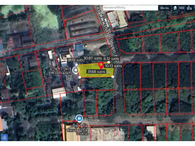 ขายที่ดินซอยพัฒนาการ69แยก8-2-3เนื้อที่97ตร.วา หมู่บ้านเมืองทองการ์เด้น เขตประเวศถูกสุดในซอยเหมาะสำหรับปลูกบ้าน