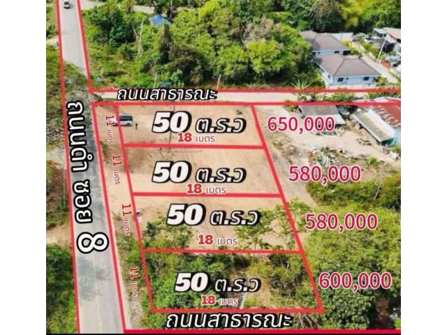 ที่ดินแบ่งขาย 50 ตรว. พิกัด ต.พนานิคม อ.นิคมพัฒนา จ.ระยอง ซอย 8 สาย 15  ติดถนนลาดยางทุกแปลง เงื่อนไข  วางมัดจำทำสั