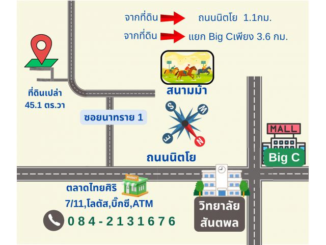 ที่ดินพร้อมสร้างบ้านเงินสดเงินผ่อน ใกล้ตลาดไทยศิริ ขายราคาถูก ไฟฟ้า น้ำประปา เนตบ้านครบ