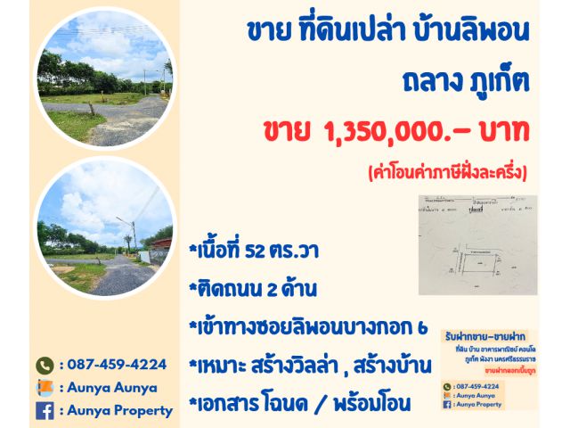 Tel.087-459-4224 ขาย #ที่ดินเปล่าบ้านลิพอน   #ที่ดินบ้านลิพอนบางขาม ถลาง ภูเก็ต