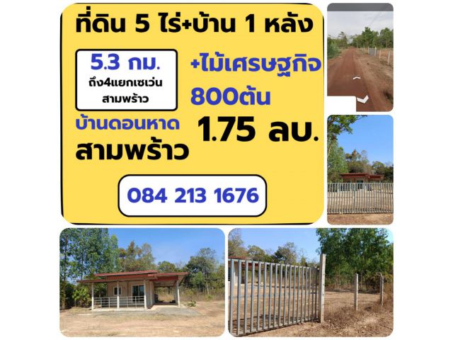 ขายบ้านสวนหลังเล็กพร้อมที่ดิน 5 ไร่ +ไม้เศรษฐกิจ 800 ต้น สามพร้าวอุดร
