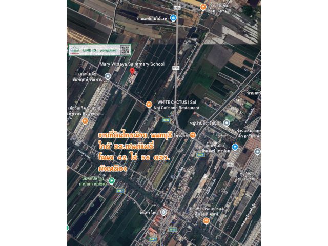 ขายที่ดินไทรน้อย นนทบุรี 42 ไร่ 56 ตรว. ไร่ 4 ล้าน ผังเหลือง ใกล้ รร.เซนต์แมรี่