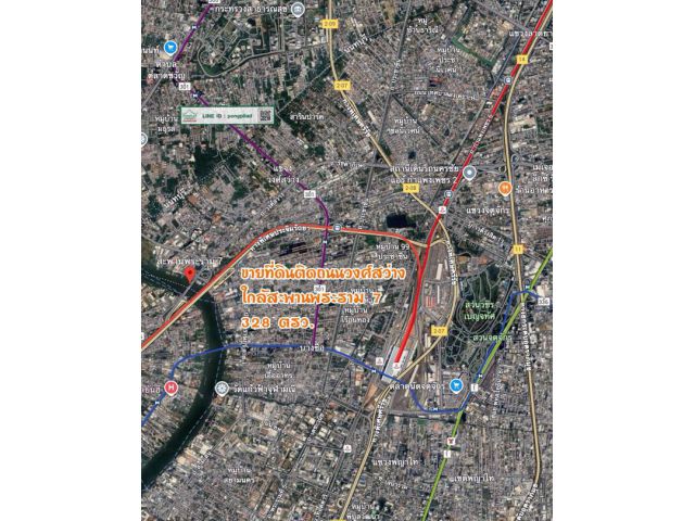ขายที่ดินติดถนนวงศ์สว่าง ใกล้สะพานพระราม 7 ผังน้ำตาล 328 ตรว.ละ 220,000 บาท