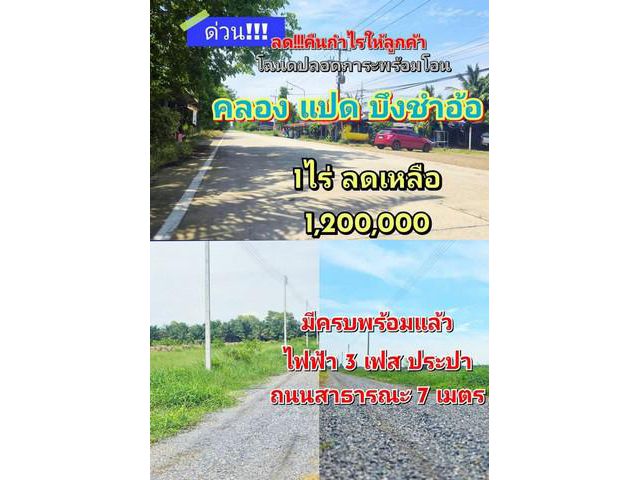 คลอง8 บึงชำอ้อ ปทุมธานี ฉโนดพร้อมโอน น้ำไฟพร้อม