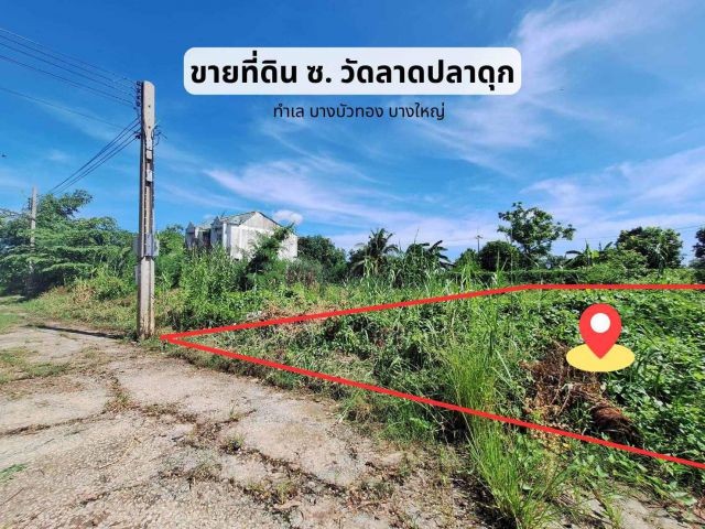 ขายที่ดิน บางบัวทอง ซอยวัดลาดปลาดุก 107 ตร.ว. แปลงสวย ริมในสุด