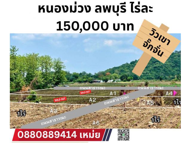ที่ดิน หนองม่วง จ. ลพบุรี ไร่ละ 150,000