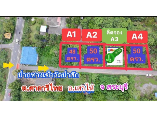 ขายที่ดินตำบลศาลารีไทยเสาไห้ ราคา 3แสน5หมื่น ขายที่ดินสระบุรีติดต่อ 0934415691