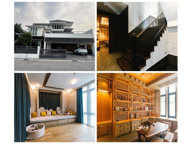 ขายบ้าน 3 ชั้น หลังใหญ่ มีสระว่ายน้ำ มีลิฟท์ในตัวบ้าน หมู่บ้าน Raya Residence Bangkok พื้นที่ 124.6 ตร.ว. โทร 098-245995