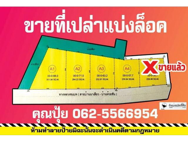 ขายที่เปล่าติดถนนตำบลบ้านนาเสียวชัยภูมิด้านหลังติดห้วยเสียว