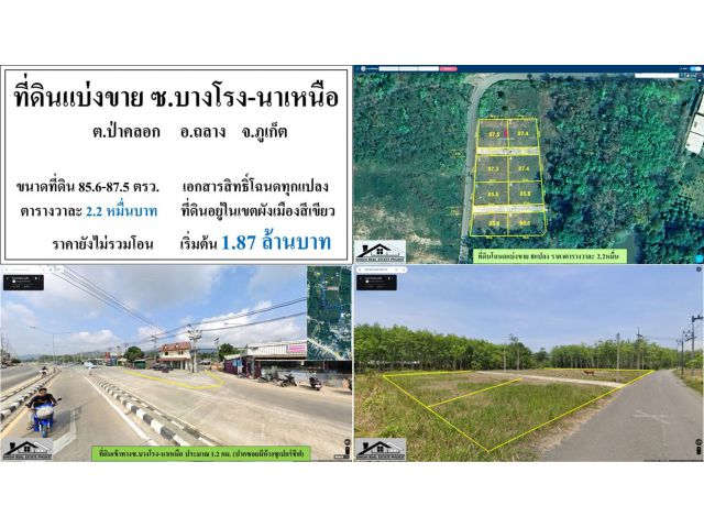ขายที่ดินเปล่า 85.6 ตรว. ซ.บางโรง-นาเหนือ ผังสีเขียว เหลือ6แปลง โฉนดทุกแปลง  ***วาละ2.2หมื่น***