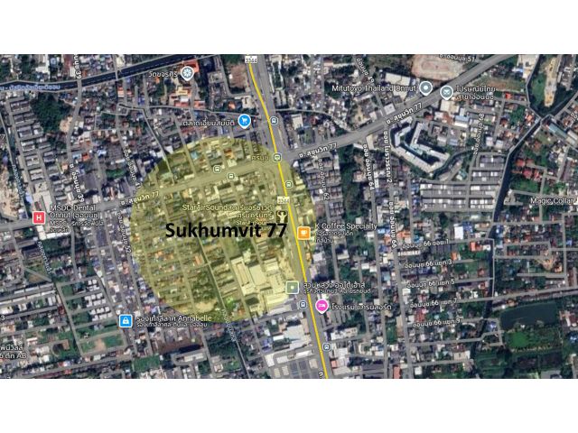 ขายที่ดินเปล่า 343 ตร.ว. ถนนสุขุมวิท 77 (อ่อนนุช) ใกล้รถไฟฟ้าสายสีเหลือง ศรีนุช เพียง 700 เมตร