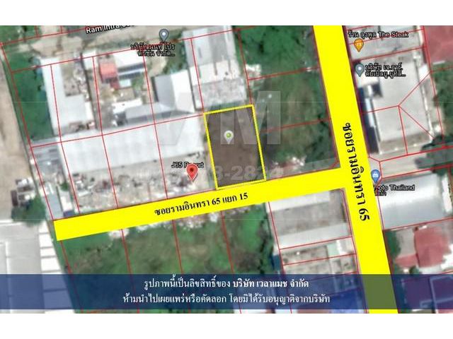 VLM 572  ขายที่ดิน รามอินทรา 65 แยก 15 แขวงลาดพร้าว เขตลาดพร้าว ทิศใต้  กว้าง ~16 เมตร ลึก ~25 เมตร  เนื้อที่ 100 ตารางว
