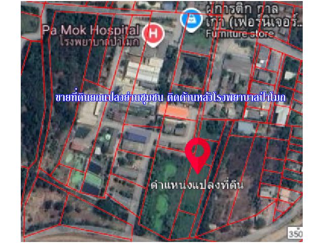 ขายที่ดินยกแปลงติดด้านหลัง รพ.ป่าโมก