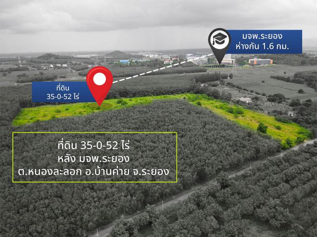 ขายที่ดิน 35-0-52 ไร่ แปลงสวย ทำเลดี ติด มจพ.ระยอง