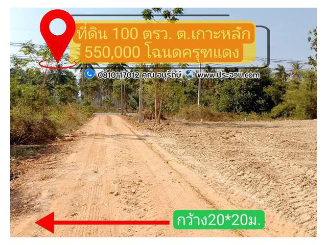 ขายทำเลดี ใกล้เมืองประจวบฯ  100 ตรว. พิกัดหนองเสือ อ.เมือง จ.ประจวบคีรีขันธ์