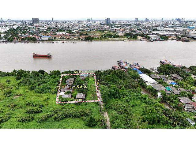 ขายที่ดินติดแม่น้ำเจ้าพระยาในคุ้งบางกะเจ้า 3-2-5.6 ไร่ 0813036969