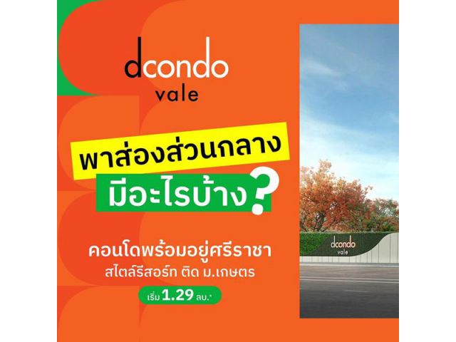 Dcondo Vale Sriracha แต่งครบ พร้อมเฟอร์ ใกล้มหาลัยเกษตร ศรีราชา มากที่สุด 240 เมตร โทร 093-1681685