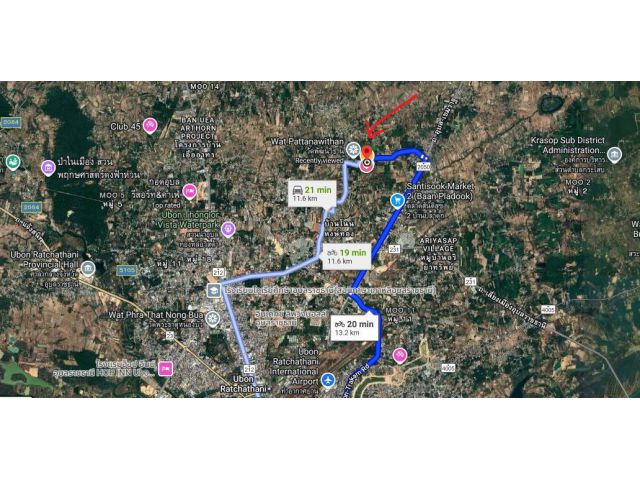 ขายที่ดินทำเลดี  80.9 ตร.ว. ใกล้เมือง ใกล้สนามบินเมืองอุบลราชธานี (ผ่อนได้)  620,000 บาท