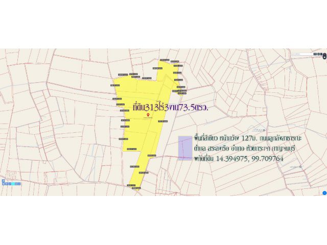 ขายที่ดิน313ไร่3งาน73ตรว. พื้นที่สีเขียว หน้ากว้าง 127ม. ถนนลูกลังสาธารณะ ตำบล สระลงเรือ อำเภอห้วยกระเจา กาญจนบุรี
