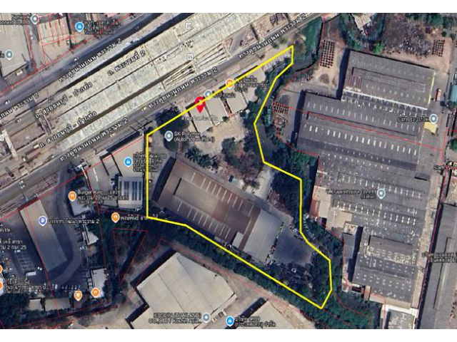 ขายที่ดิน ติดถนนพระราม 2 ตรงข้ามเซ็นทรัลมหาชัย เนื้อที่ 9 ไร่ พร้อมโรงงาน