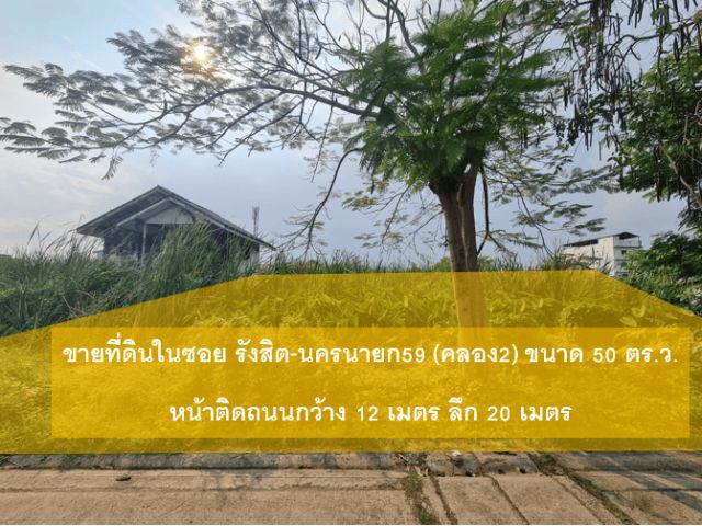 ขายด่วน!!! ที่ดินเปล่า 50 ตร.ว. ใกล้ฟิวเจอร์พาร์ครังสิต ซอยรังสิต-นครนายก 59