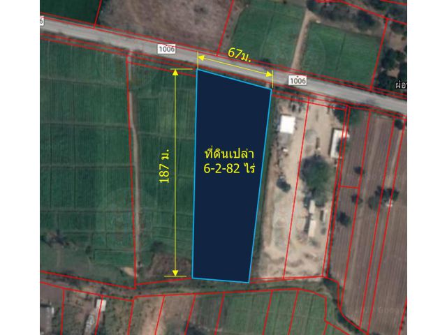 L167-ขายที่ดินเปล่า(ที่นา) 6-2-82 ไร่ (ติดถนนร้องวัวแดง (1006) ) ต.ร้องวัวแดง อ.สันกำแพง