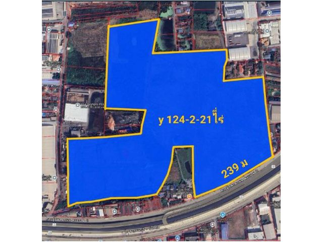 ขายที่ดินแปลงใหญ่ 124 ไร่ ติดถนนพระราม 2 (ขาเข้า) กม.17 สมุทรสาคร ผังชมพู ใกล้กรุงเทพที่สุด – ราคาถูกที่สุดในย่านนี้!!