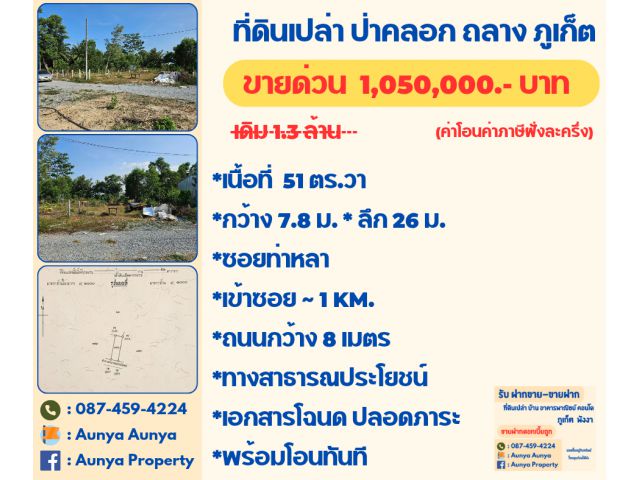 ขายร้อน Tel.087-459-4224 ขายด่วน #ที่ดินเปล่าป่าคลอก #ที่ดินป่าคลอก ถลาง ภูเก็ต