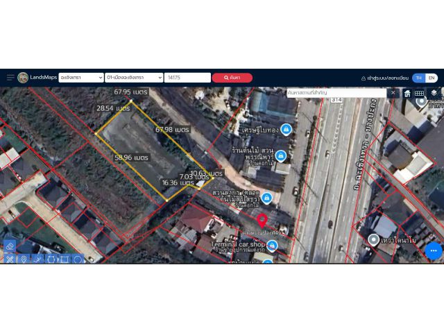 ที่ดิน ฉะเชิงเทรา หน้าไทวัสดุ พื้นที่ขนาด 1ไร่ 1 งาน 86 ตรว. (ผังเมืองสีส้ม)