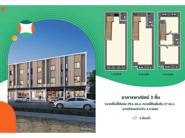 ให้เช่า อาคารพาณิชย์ 3 ชั้น โครงการ Pruksa Ville พหลโยธิน–คลองหลวง 2 บนถนนพหลโยธิน–คลองหลวง เดินทางสะดวก ใกล้แหล่งชุมชน