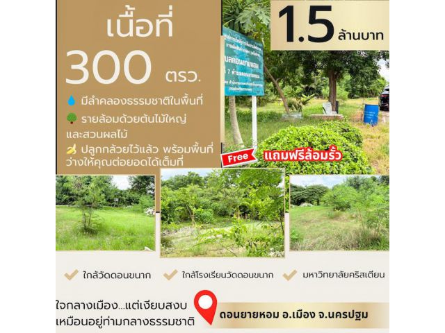 ที่ดิน ดอนยายหอม อ.เมือง นครปฐม ขนาด 300 ตร.วา