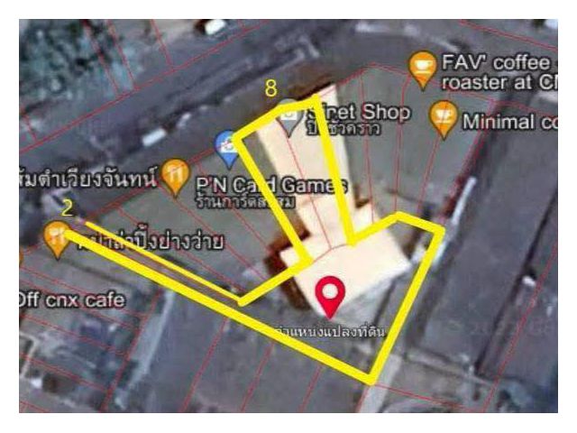 ขายที่ดินติดถนนหลักหลังมหาวิทยาลัยเชียงใหม่ผังสีส้มพร้อมโอน