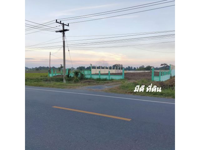 ขายที่ดินเปล่าถมแล้วมีรั้วรอบเเปลงติดถนนลาดยางเส้นแสวงหา-สีบัวทองเหมาะทำการค้า ปลูกบ้านอยู่อาศัย
