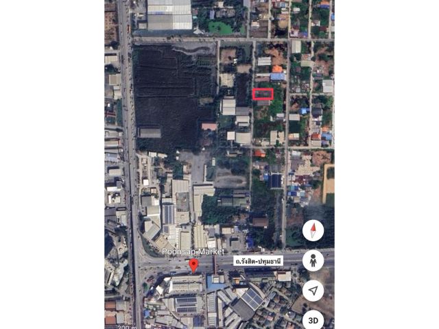 ขายที่ดิน 200 ตรว. ถนนรังสิต-บางพูน ตรงข้าม ตลาดพูนทรัพย์ ซอยบ้านกลาง อ.เมือง จ.ปทุมธานี