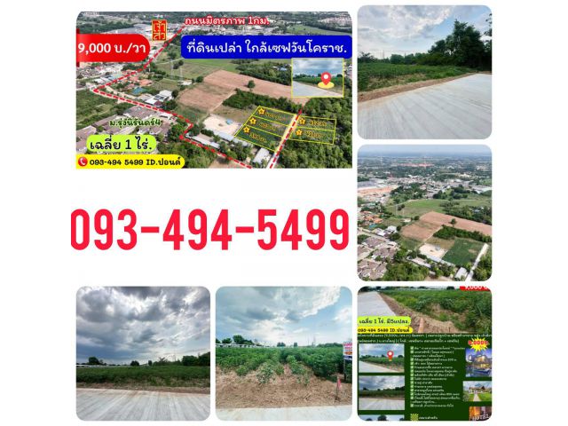 ข่าวดี.(9,000บ./วา)  #ที่ดินจัดล็อค เฉลี่ย.(1 ไร่.ะ3.6 ล้าน) | หลังเจ้าสัวโคราช. | *น้ำไม่ท่วม. | ราคาถูกพิเศษ หายาก!!