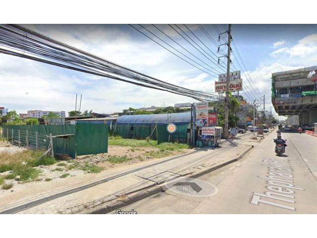 ขายที่ดิน 19-0-53 ไร่ ติดถนนเทพารักษ์ ติดทางขึ้น-ลงสถานีรถไฟฟ้าศรีเทพา สายสีเหลือง