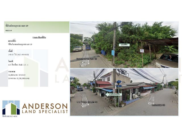 ขายที่ดินราคาถูก ซอยอ่อนนุช66 แยก19 เนื้อที่ 1-0-15ไร่