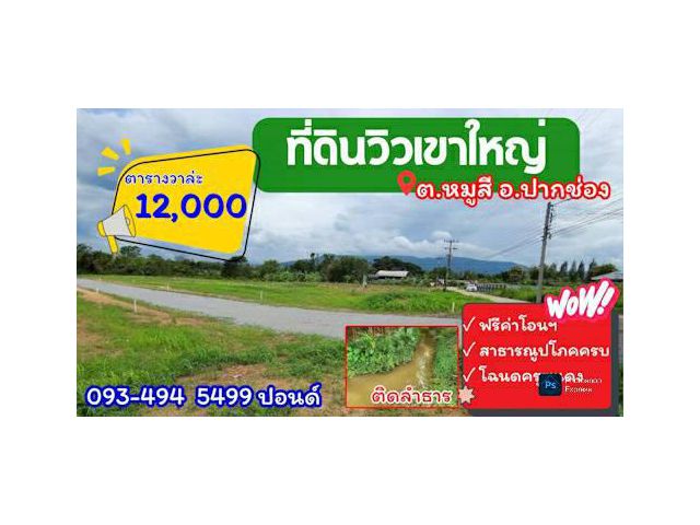 #ขายที่ดินสุดสวย ทำเลยอดนิยม ต.หมูสี | วิวเขาใหญ่ | ติดลำธาร 350 วา.มี8 แปลง| เริ่มตร.วา@ 12,000 บ. ต .หมูสี อ.ปากช่อง