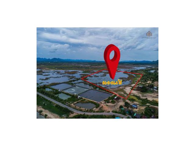 ที่ดิน 64 ไร่ หน้ากว้าง 250 ม. ติดถนน 3 ด้าน รูปแปลงสวย