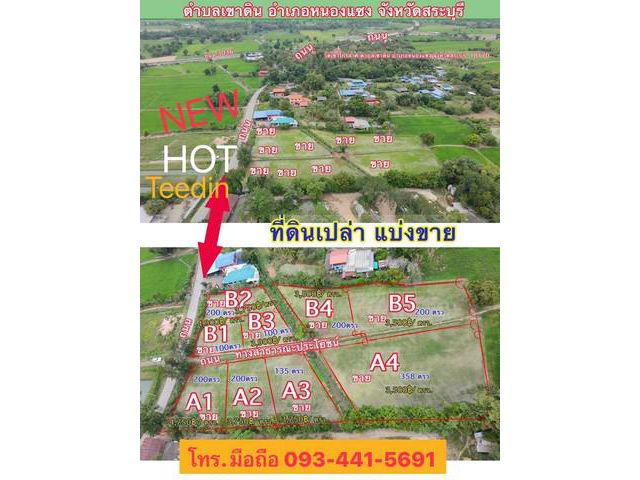 ที่ดินแบ่งขาย2งานใกล้วัดเขาไกรลาศหนองแซงสระบุรีเริ่มต้นตรวล่ะ3,50