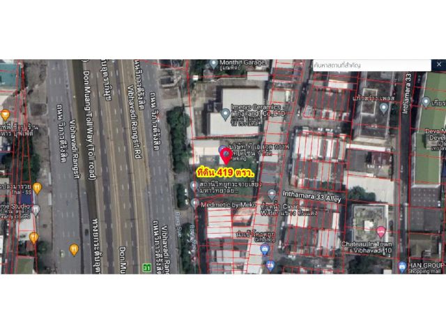 ขาย ที่ดินเปล่า ถมแล้ว ติดถนนวิภาวดี ขนาด 419 ตารางวา ใกล้แยกสุทธิสาร ทำเลดีมาก