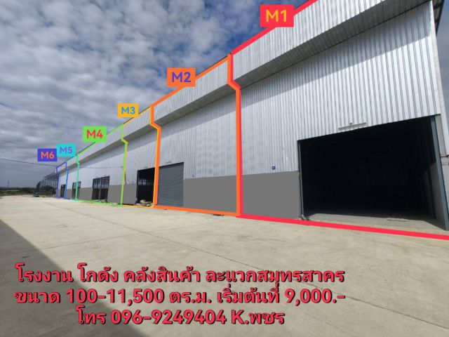 โรงงาน โกดัง คลังสินค้าให้เช่า เจ้าของโดยตรง ขนาด 100-12500 ตารางเมตร